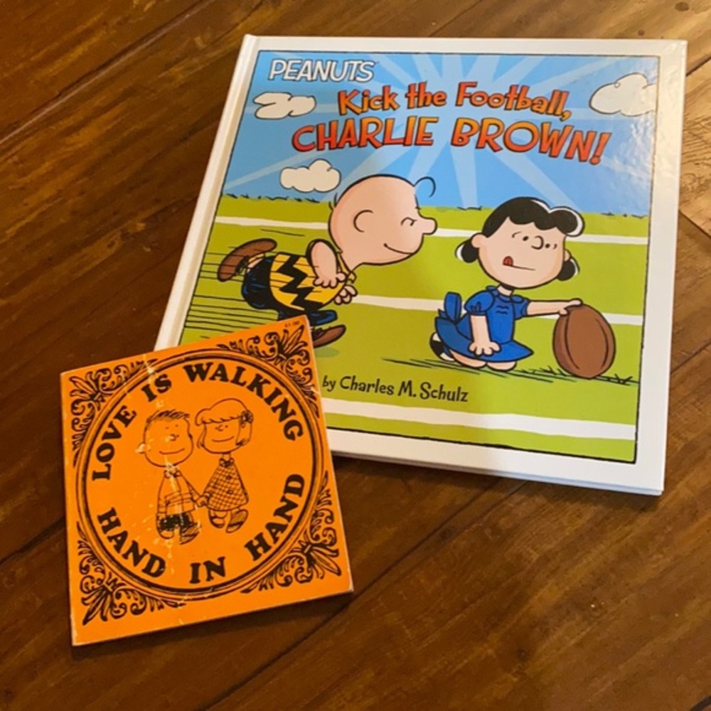 Vintage Peanuts Book Lot 1971 Love Is Walking Hand in Hand + Charlie Brown